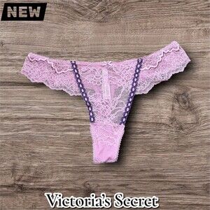 New NWT Victoria’s Secret Lace Thong Panty – Pink – Size Large